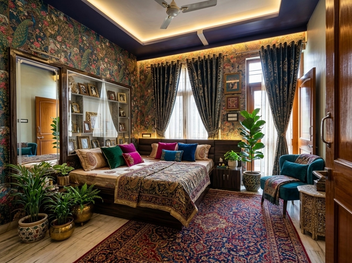 Maximalist Bedroom design — interior photo by GenRoom AI