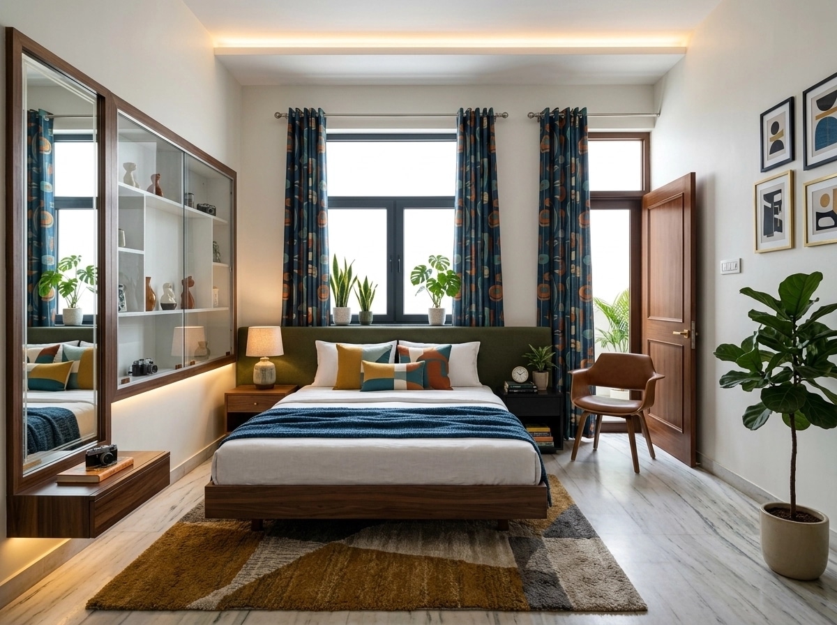 Mid-Century Modern Camera da Letto design — interior photo by GenRoom AI