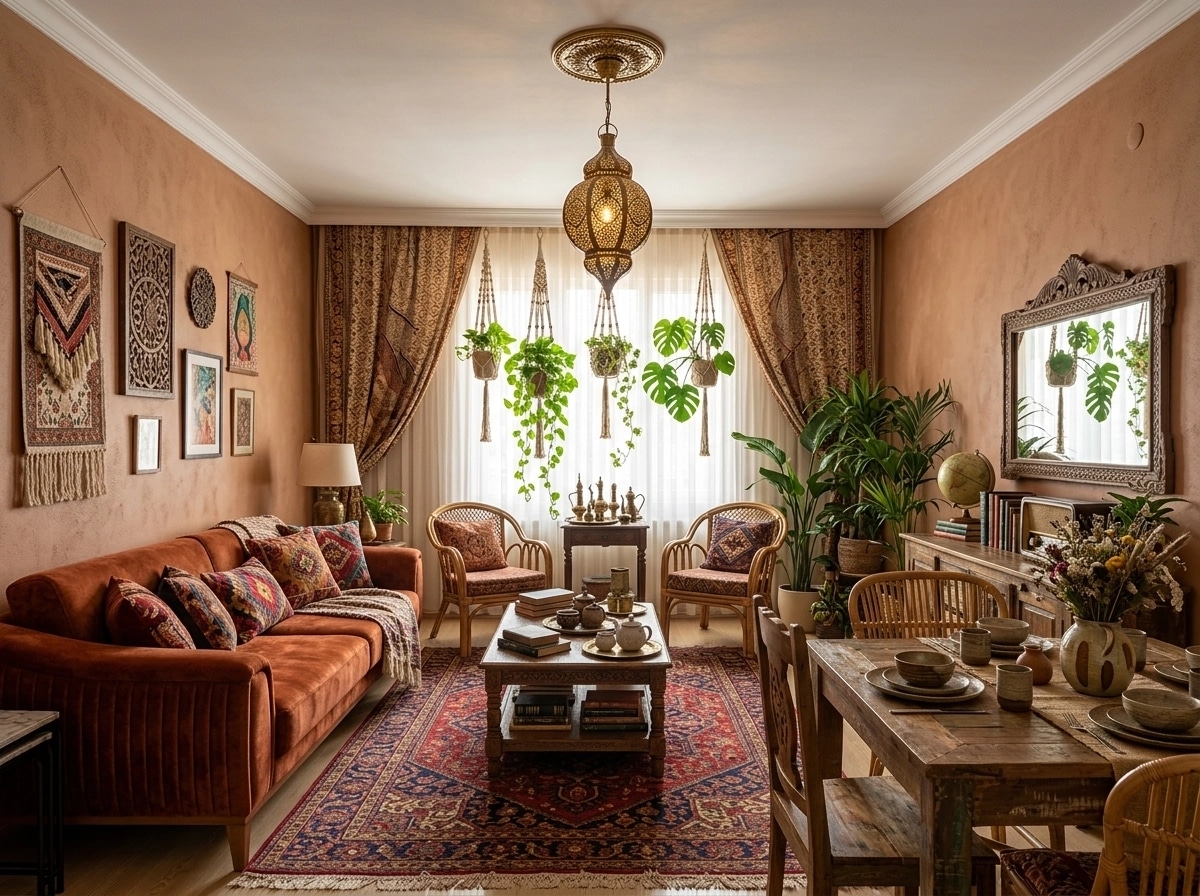 Interior design in Bohemian style — Living Room by GenRoom AI