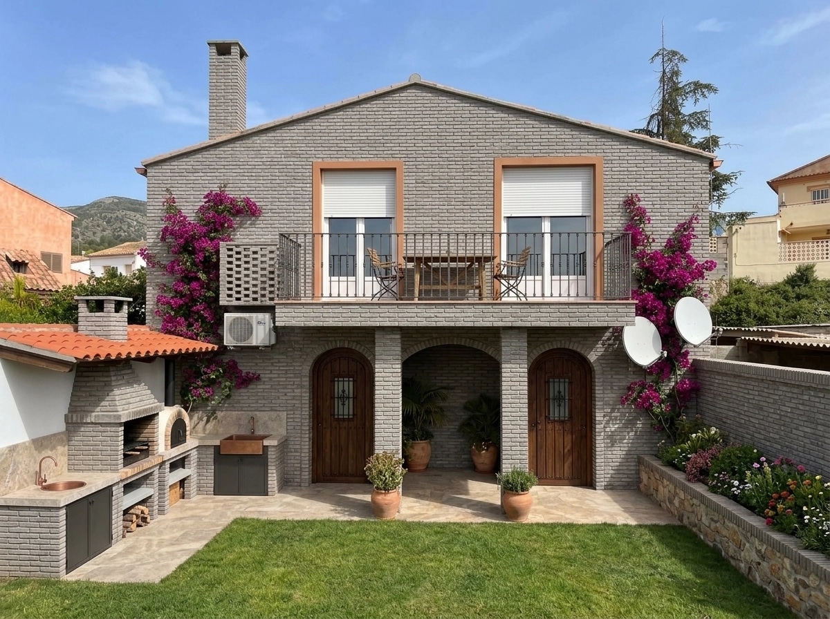 Diseño de fachada en estilo Mediterranean Facade — Fachada por GenRoom AI