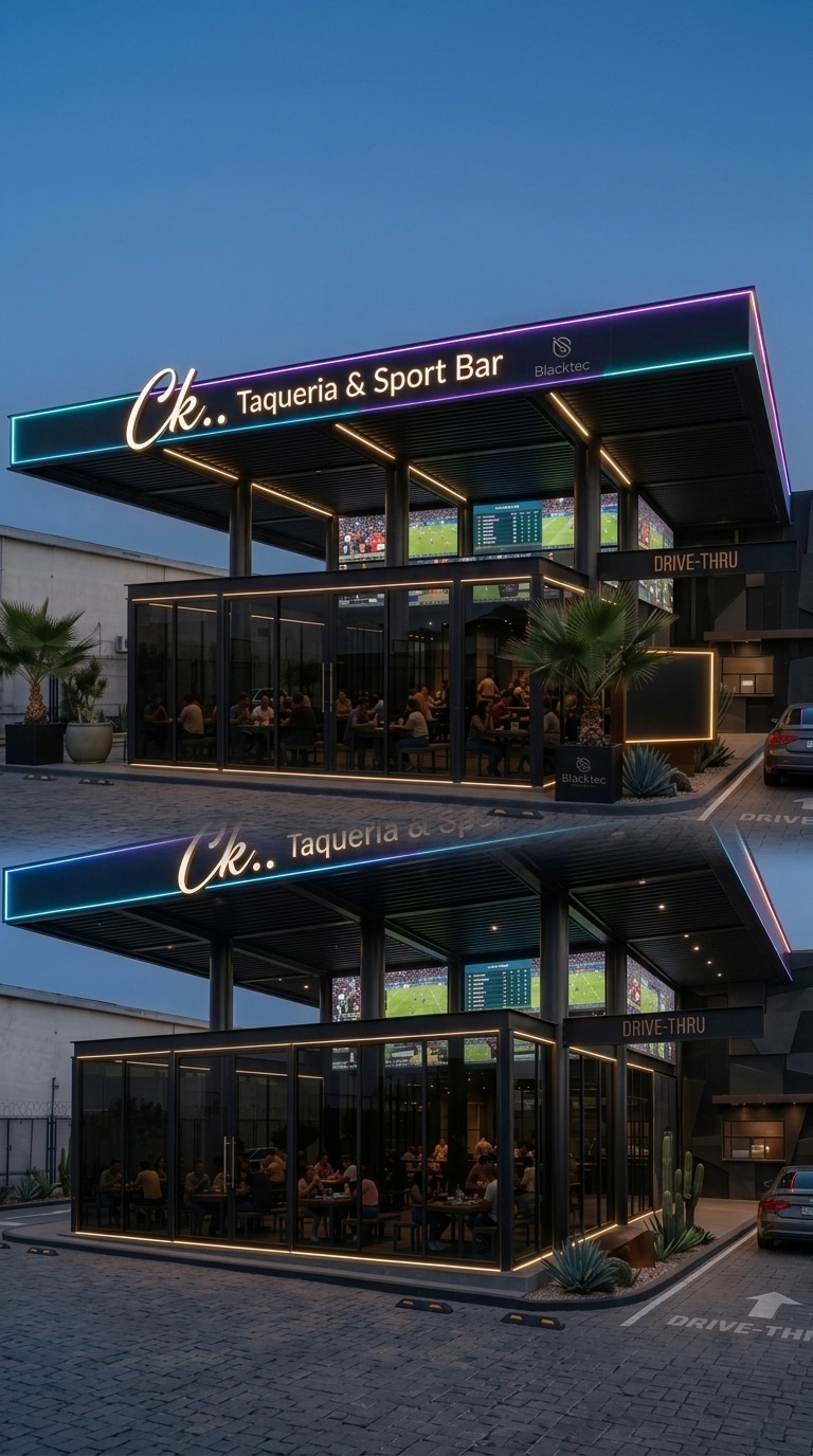 Facade design in Blacktec Facade style — Facade by GenRoom AI