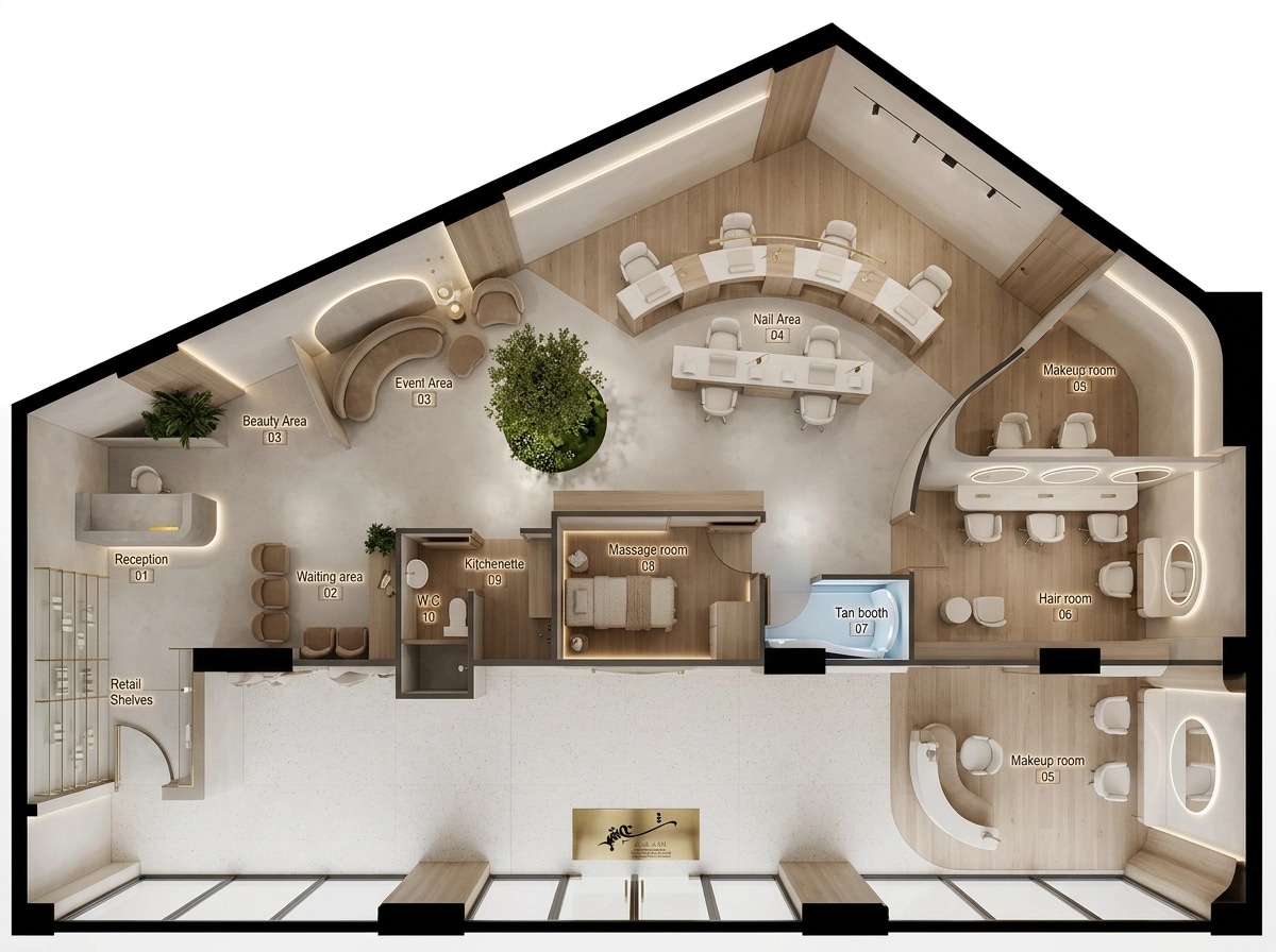 Interior design in Minimalism style — beauty_salon by GenRoom AI