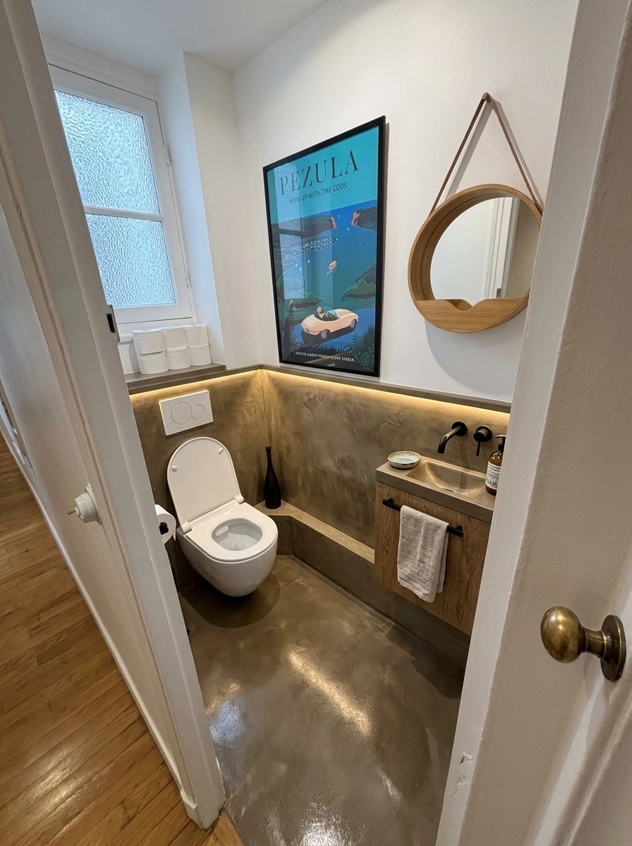 Bathroom interior in Modern Farmhouse style — photo by GenRoom AI