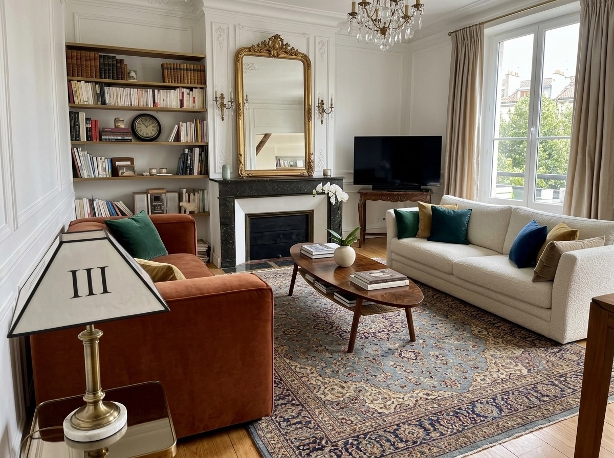 French Parisian Living Room design — interior photo by GenRoom AI