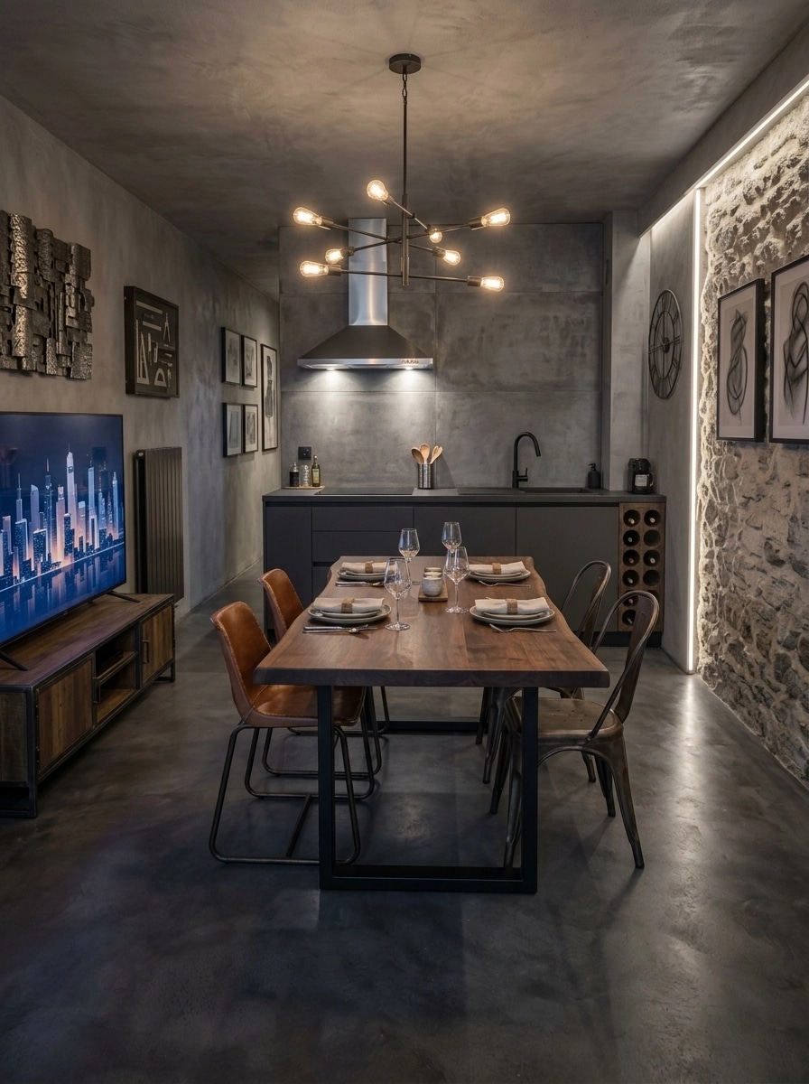 Interior design in Loft / Industrial style — dining_room by GenRoom AI