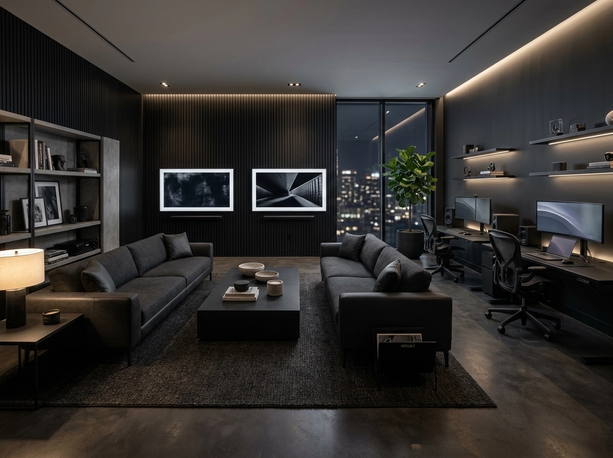 Blacktec Living Room design — interior photo by GenRoom AI