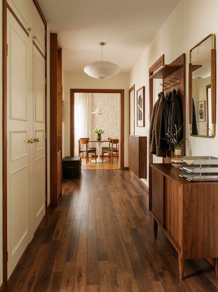 Hallway interior in Mid-Century Modern style — photo by GenRoom AI