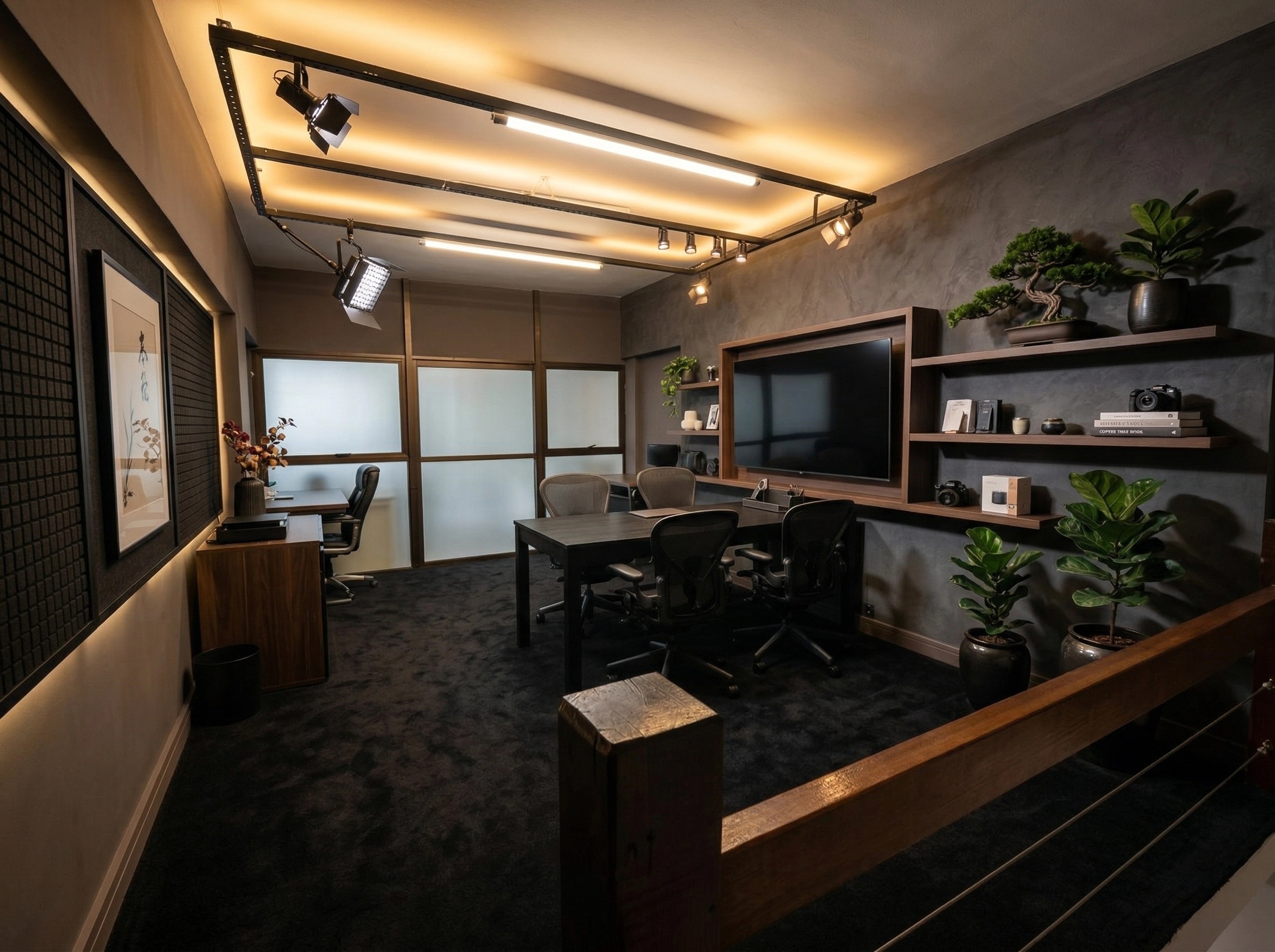 Office interior in Japandi style — photo by GenRoom AI