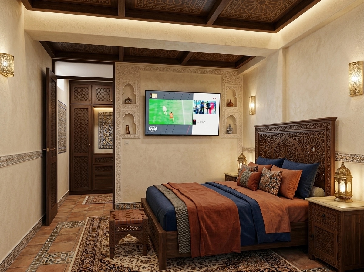 Bedroom interior in Andalusian style — photo by GenRoom AI
