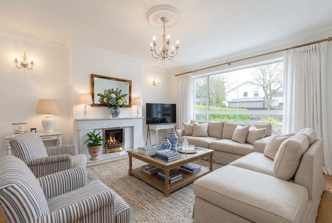 Interior design in Coastal / Hamptons style — Living Room by GenRoom AI