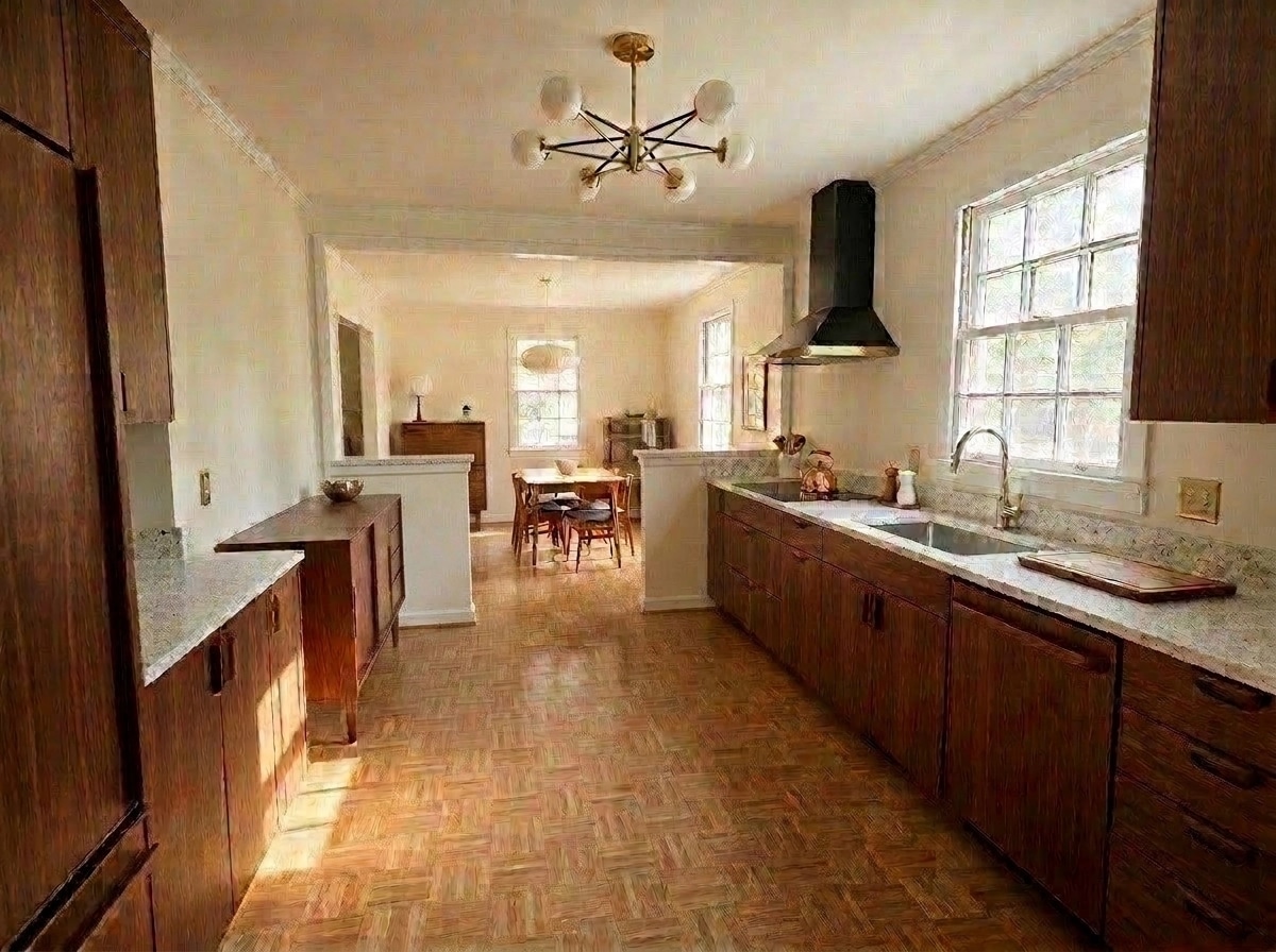 Interior design in Mid-Century Modern style — Kitchen by GenRoom AI