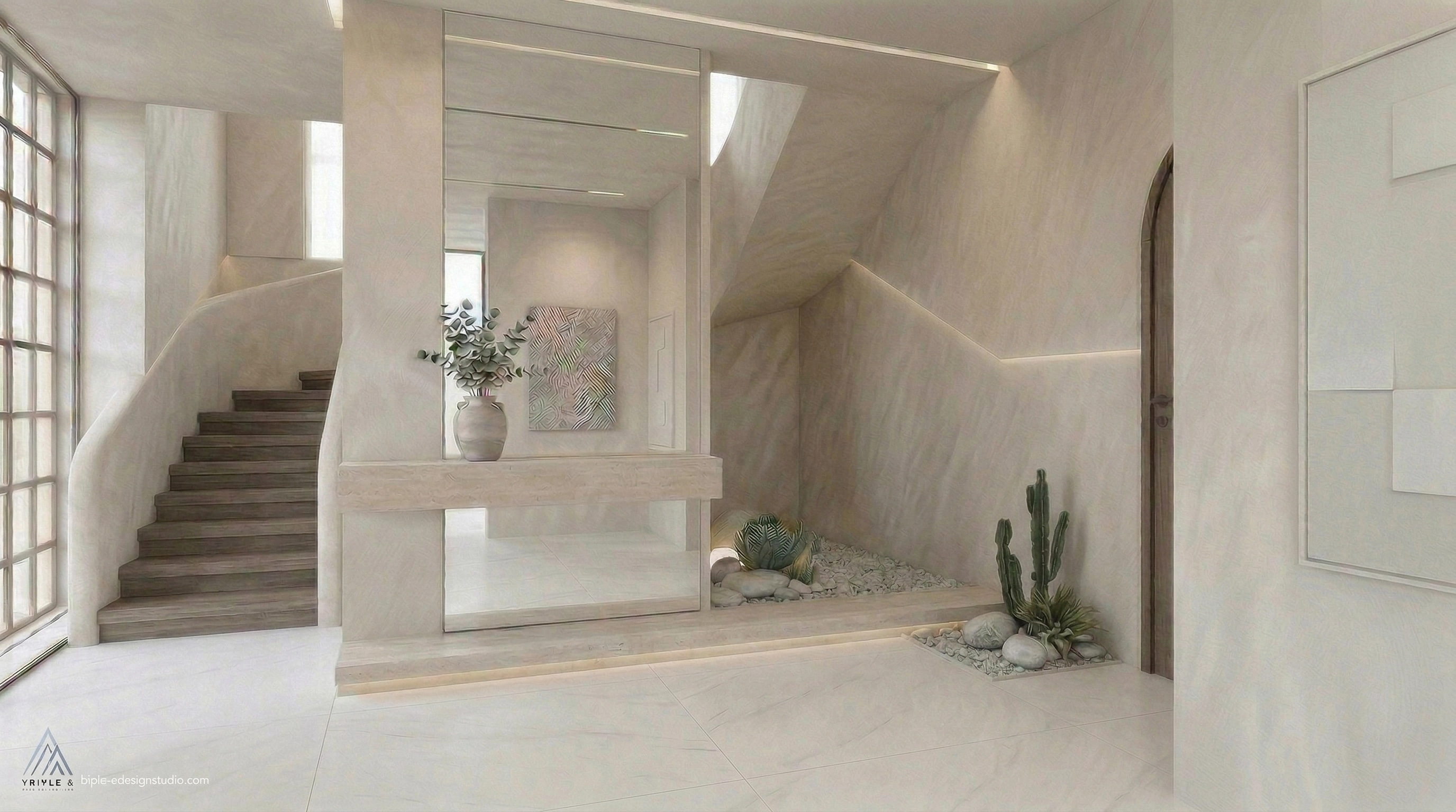Mediterranean Χωλ design — interior photo by GenRoom AI