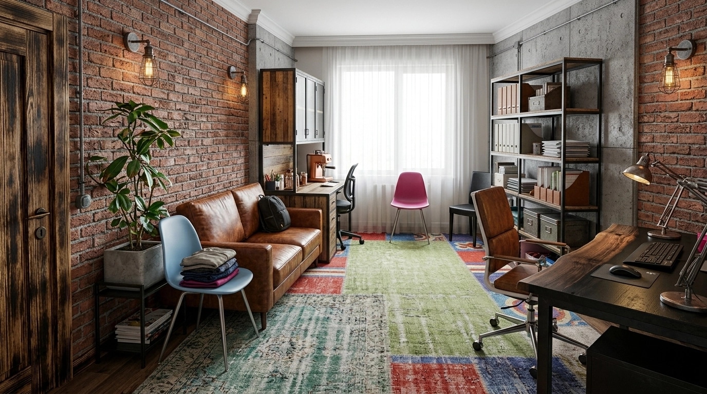 Interior design in Loft / Industrial style — home_office by GenRoom AI