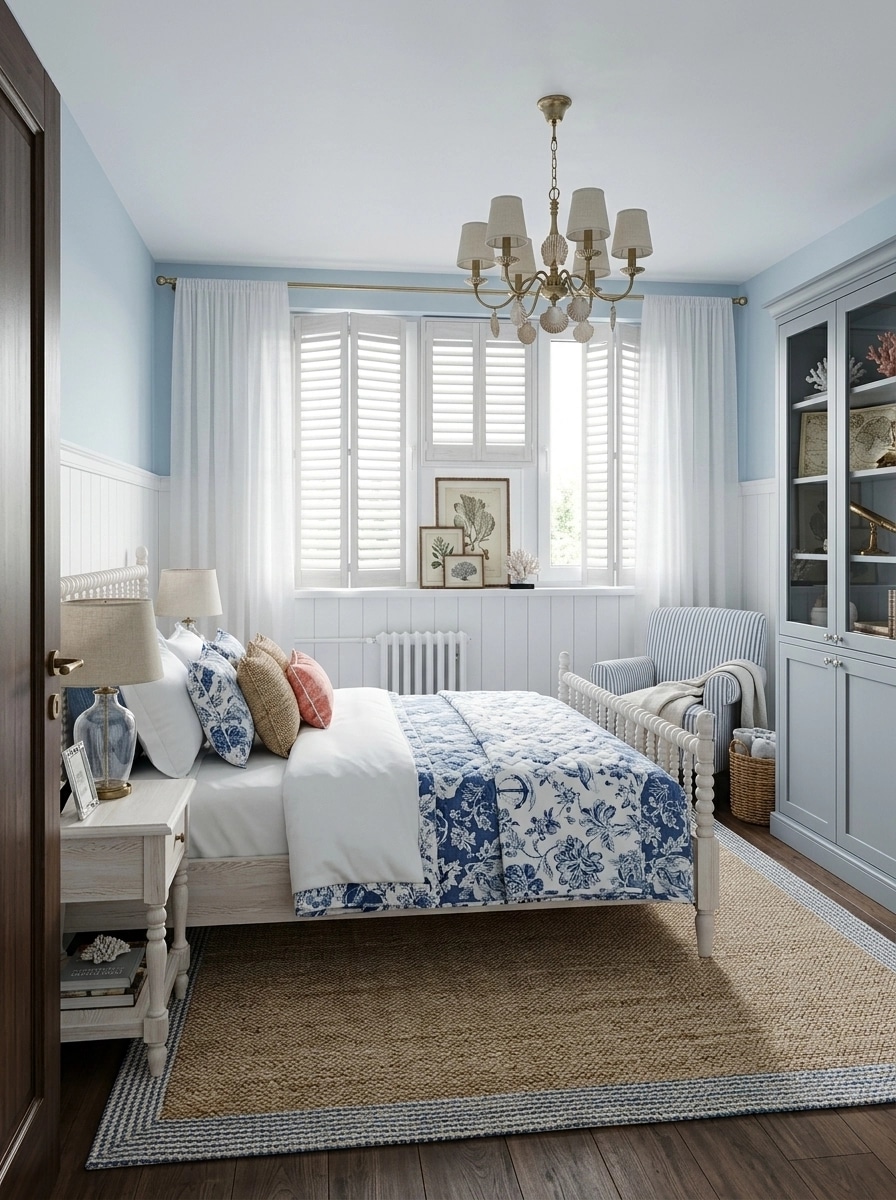Interior design in Coastal / Hamptons style — Bedroom by GenRoom AI