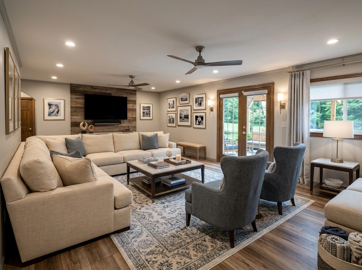 Transitional Living Room design — interior photo by GenRoom AI