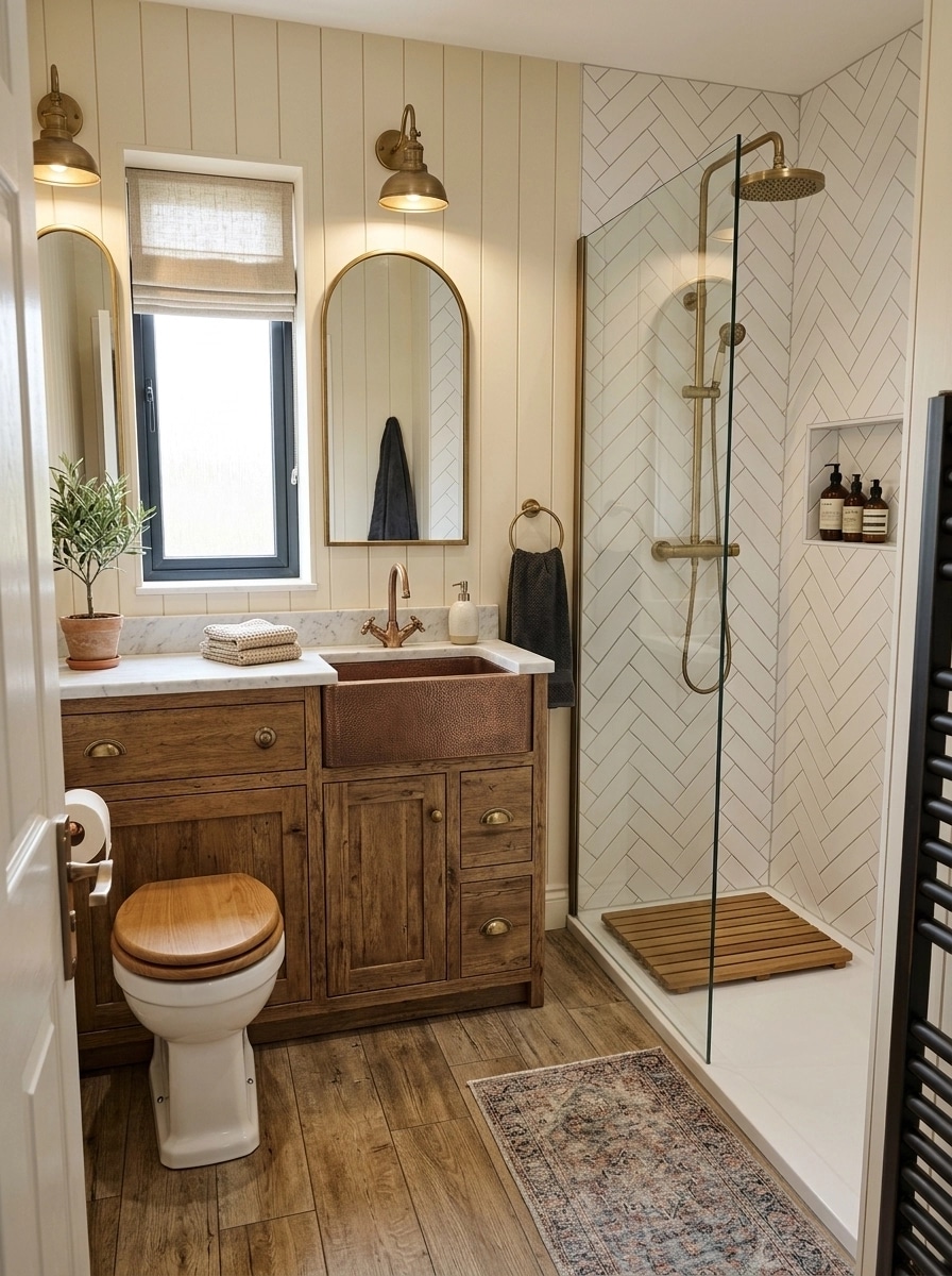 Bathroom interior in Modern Farmhouse style — photo by GenRoom AI