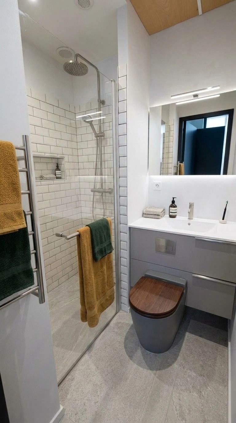 Bathroom interior in Minimalism style — photo by GenRoom AI