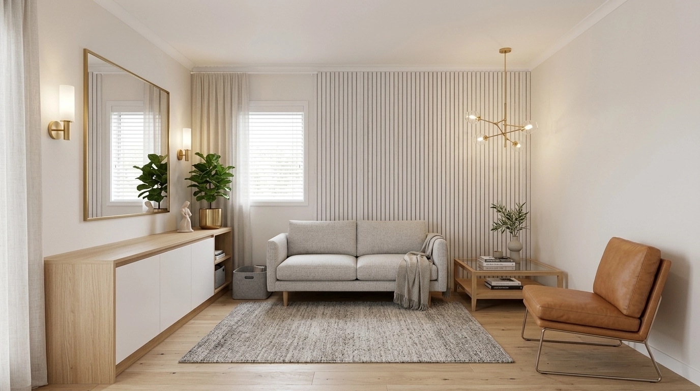 Interyer dizayni — Scandinavian uslubi — GenRoom AI tomonidan Mehmonxona