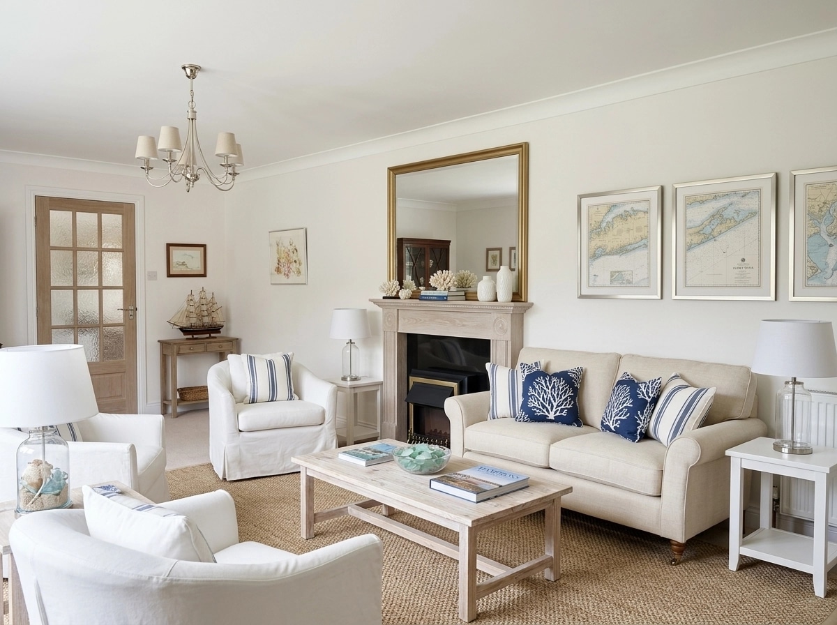 Interior design in Coastal / Hamptons style — Living Room by GenRoom AI