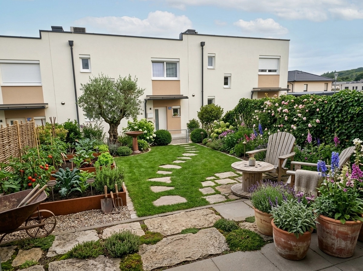 Country Rustic Garden Jardín design — yard photo by GenRoom AI