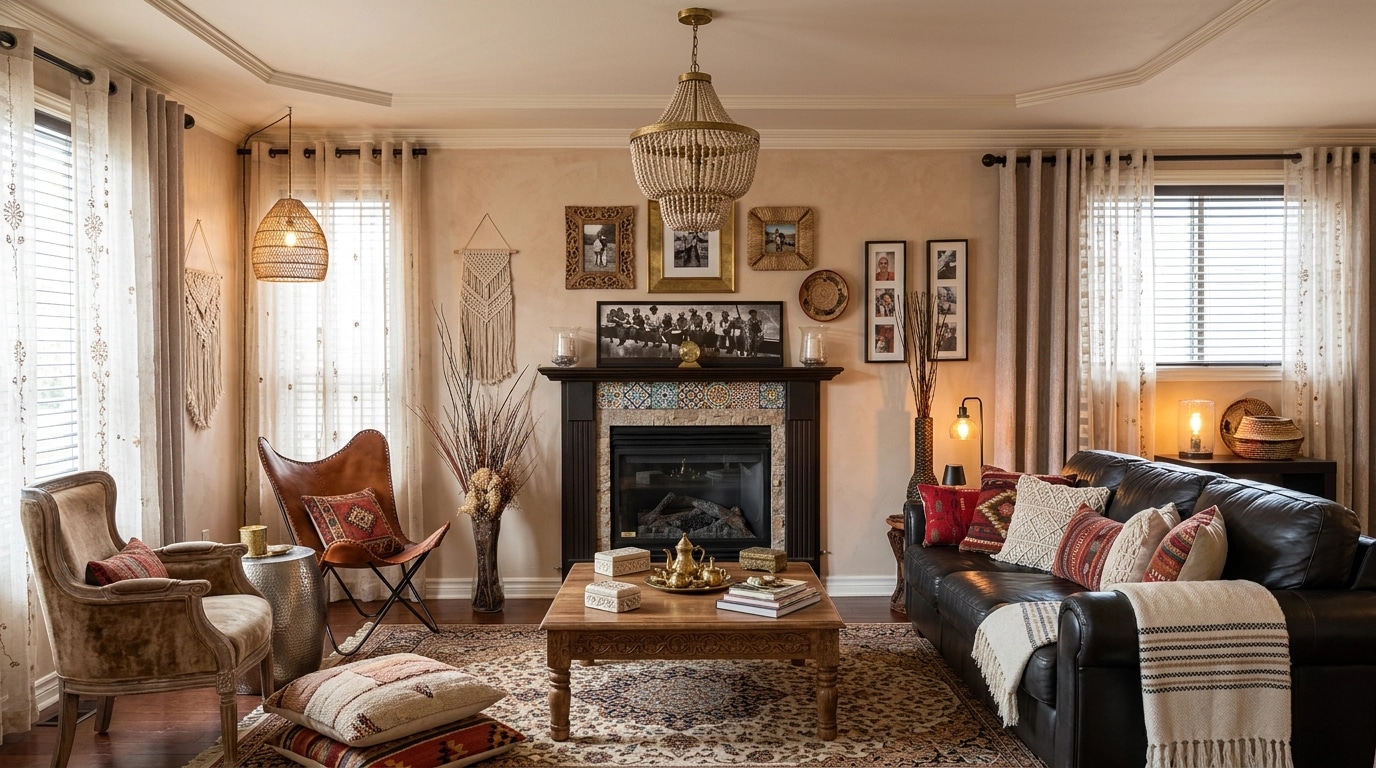 Interior design in Bohemian style — Living Room by GenRoom AI