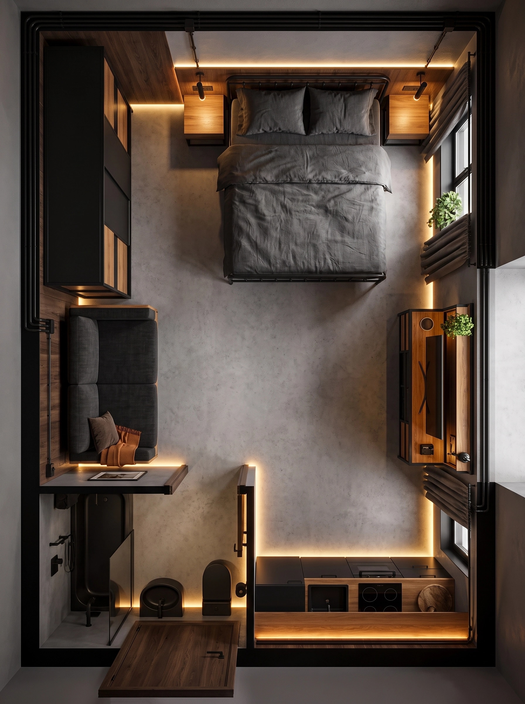 Interior design in Blacktec style — Living Room by GenRoom AI