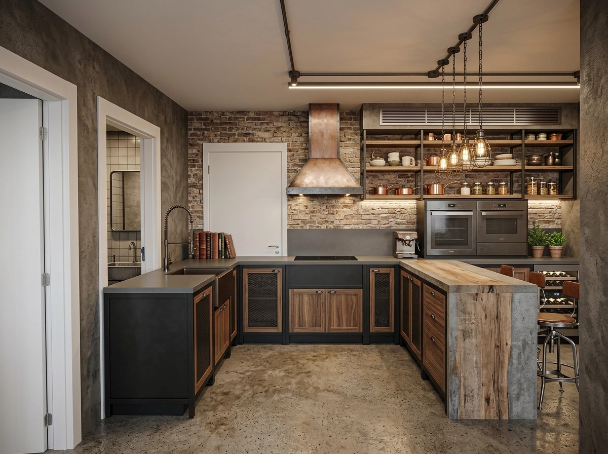 Loft / Industrial Kitchen design — interior photo by GenRoom AI