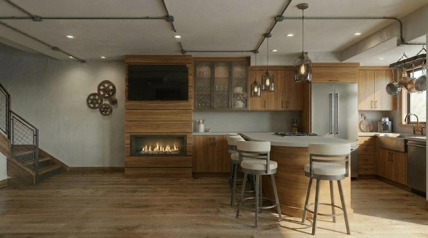 Interior design in Loft / Industrial style — Kitchen by GenRoom AI