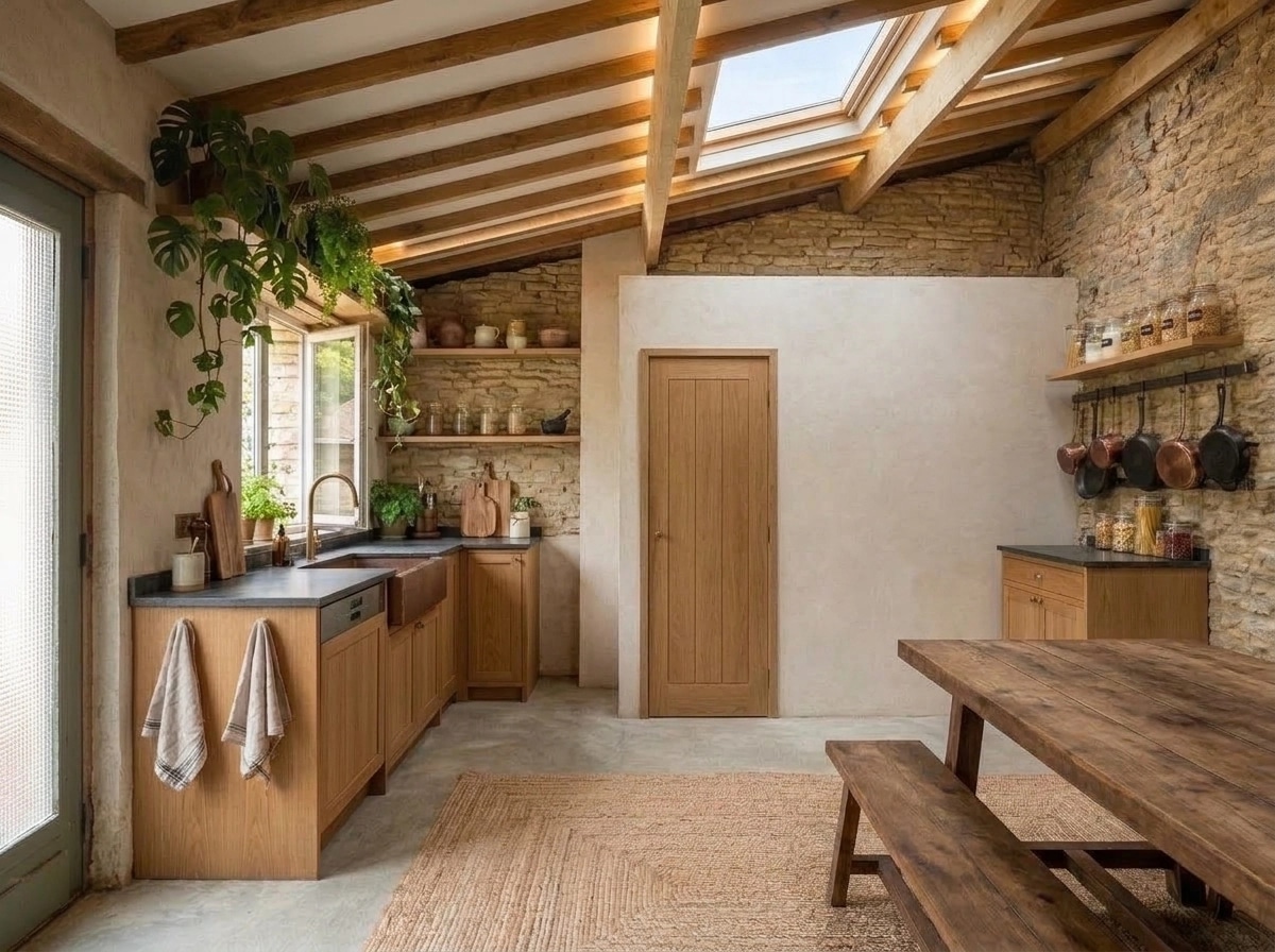 Kitchen interior in Biophilic style — photo by GenRoom AI