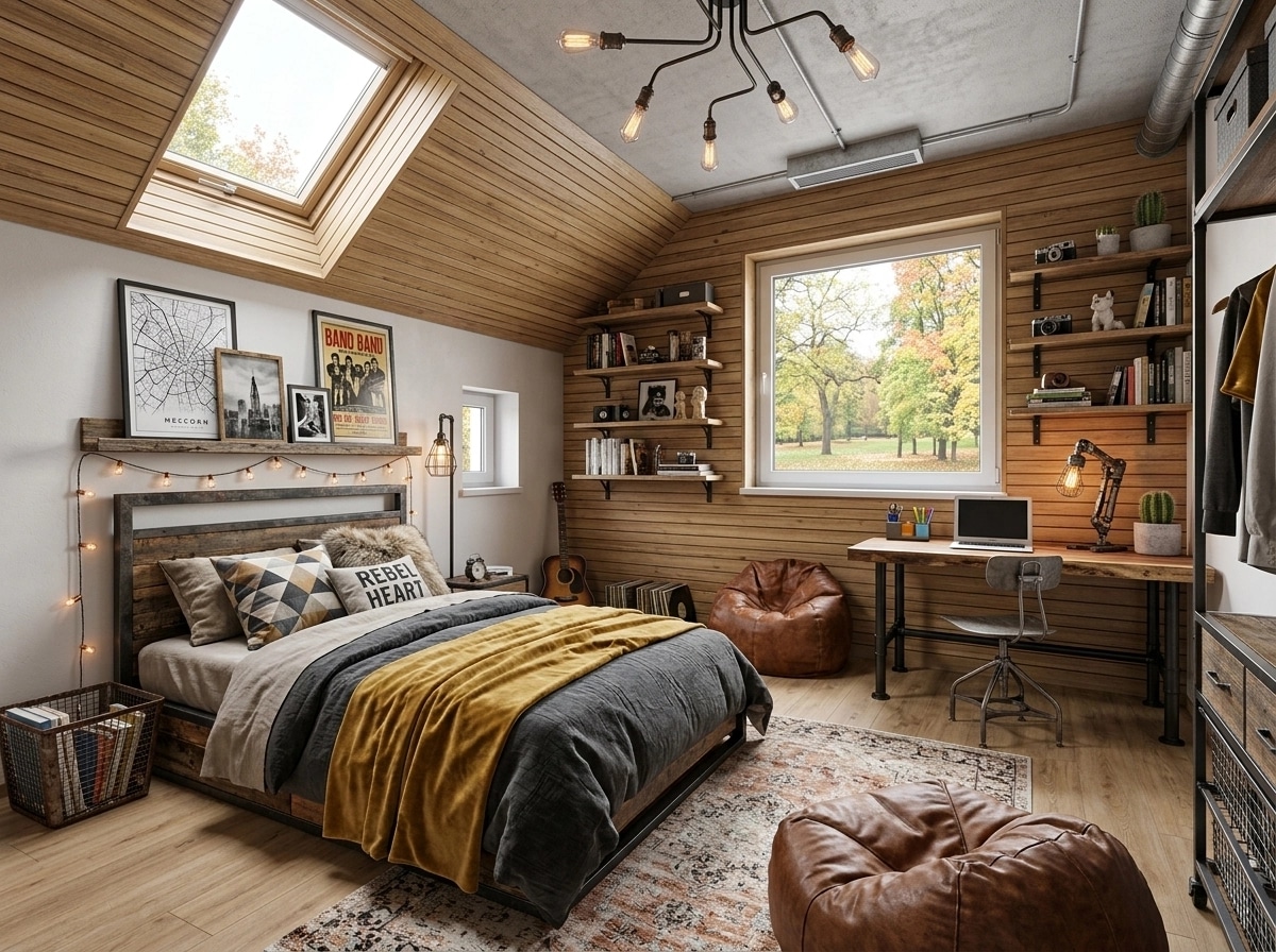 Interior design in Loft / Industrial style — Bedroom by GenRoom AI