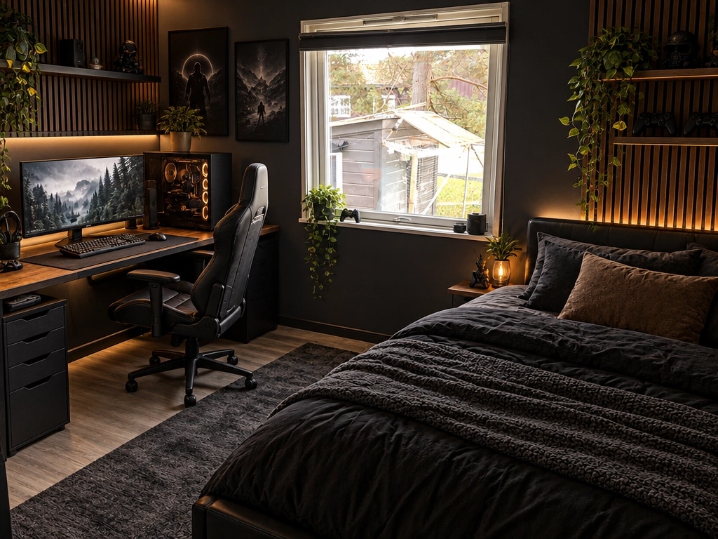 Blacktec Bedroom design — interior photo by GenRoom AI