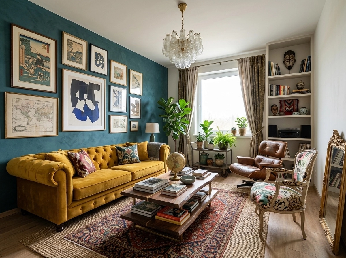Design d'intérieur en style Eclectic — Salon par GenRoom AI