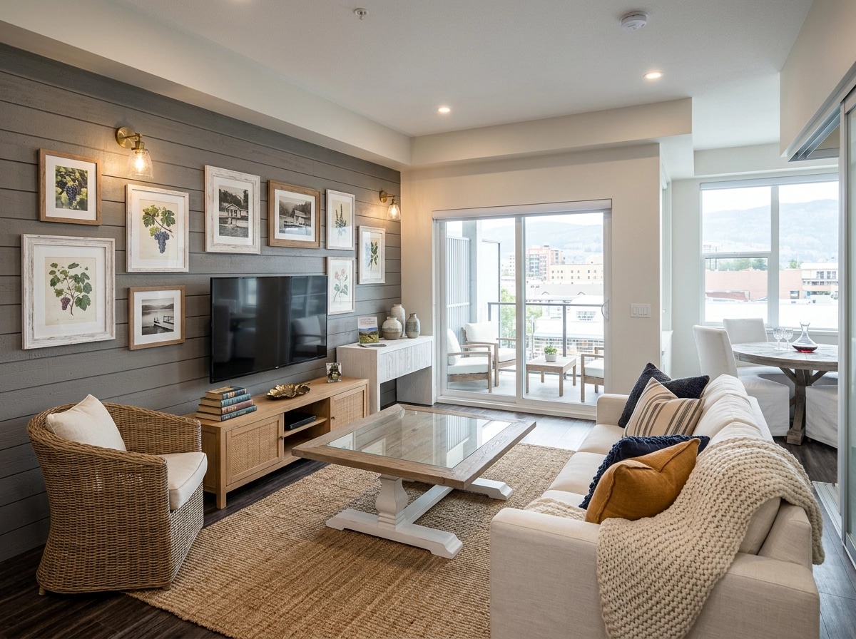 Интерьер дизайны Coastal / Hamptons стилінде — GenRoom AI жасаған Қонақ бөлме