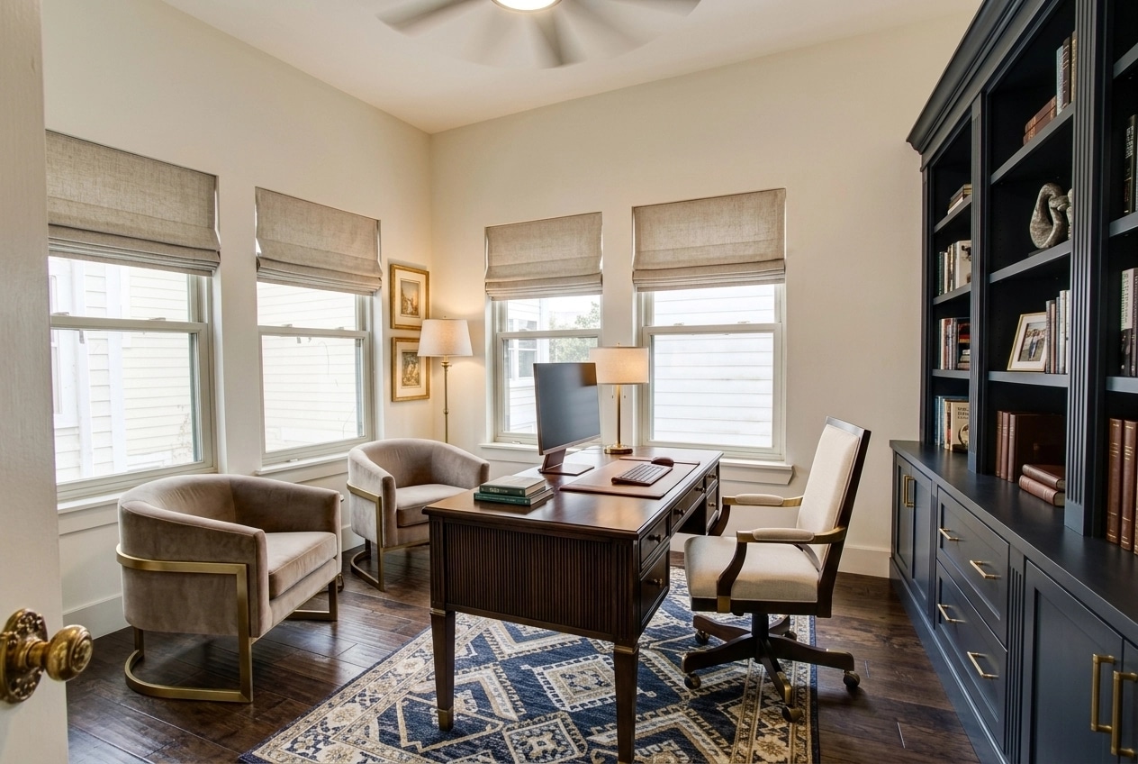 Office interior in Transitional style — photo by GenRoom AI