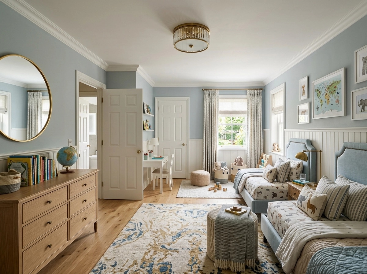 Transitional Kids Room design — interior photo by GenRoom AI