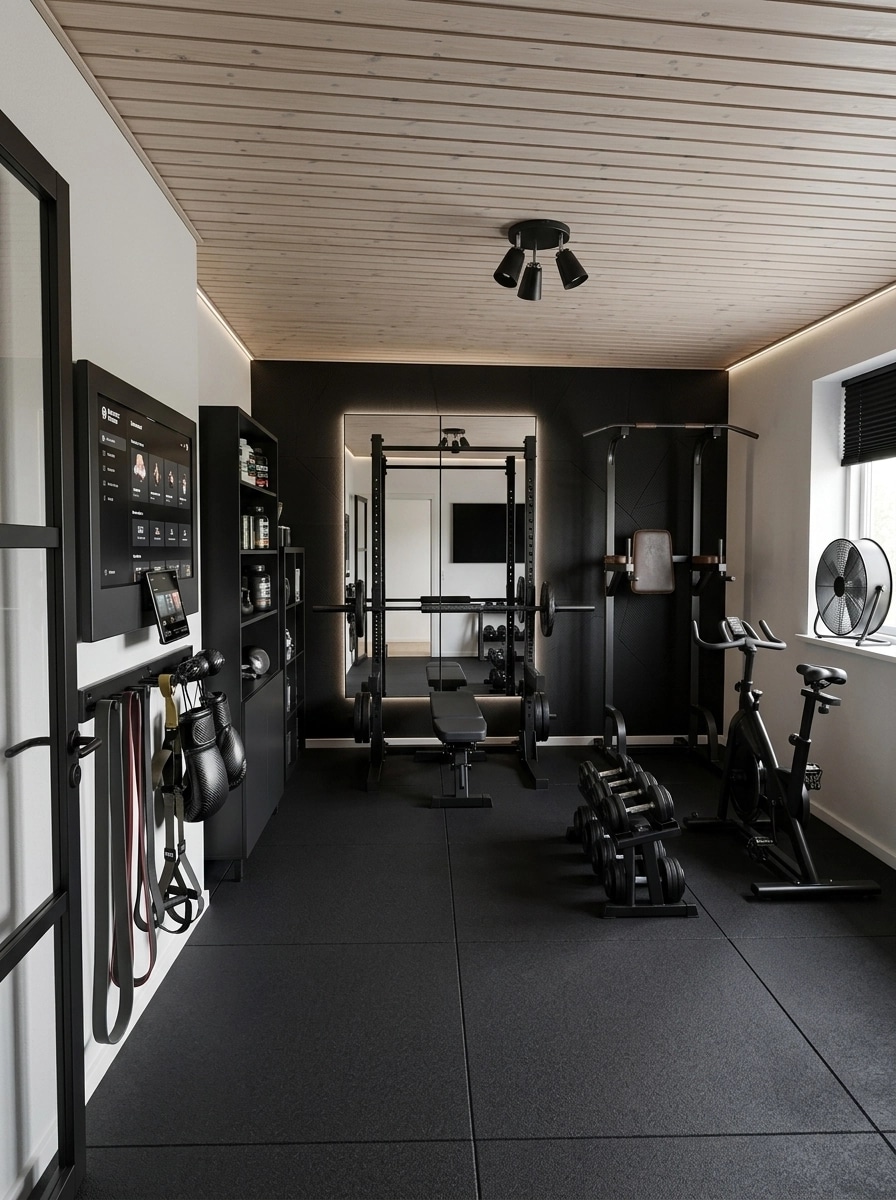 Interior design in Blacktec style — gym by GenRoom AI