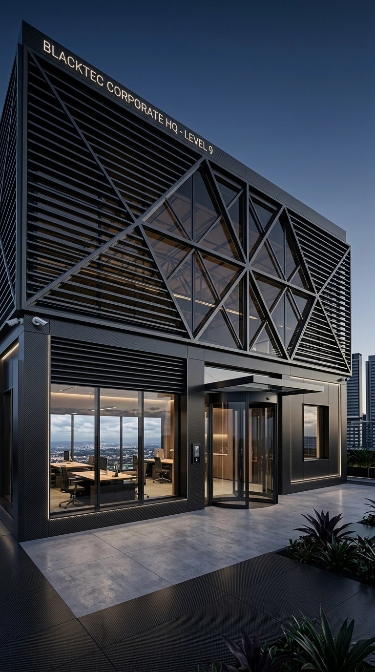 Facade design in Blacktec Facade style — Facade by GenRoom AI