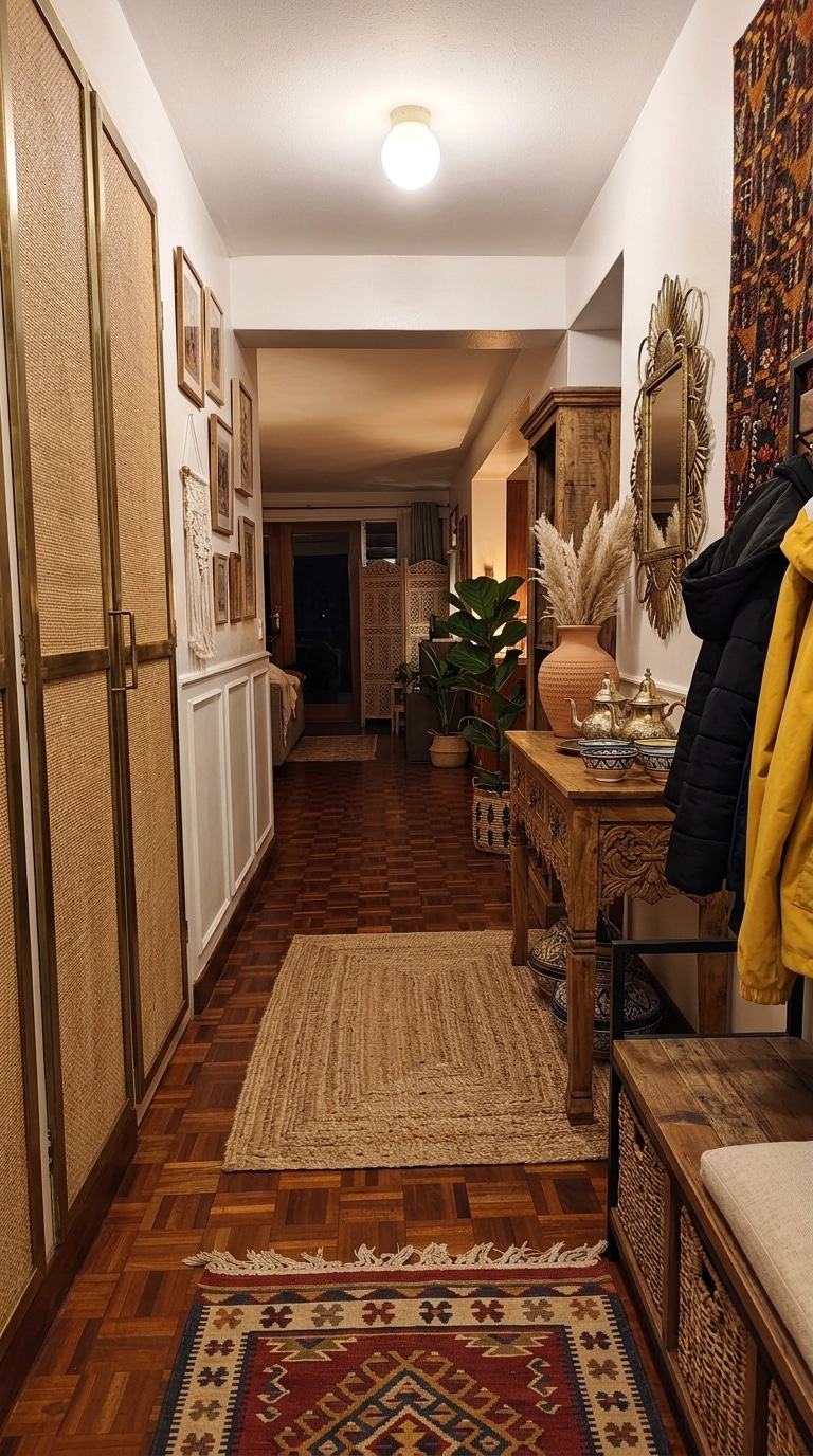 Hallway interior in Bohemian style — photo by GenRoom AI