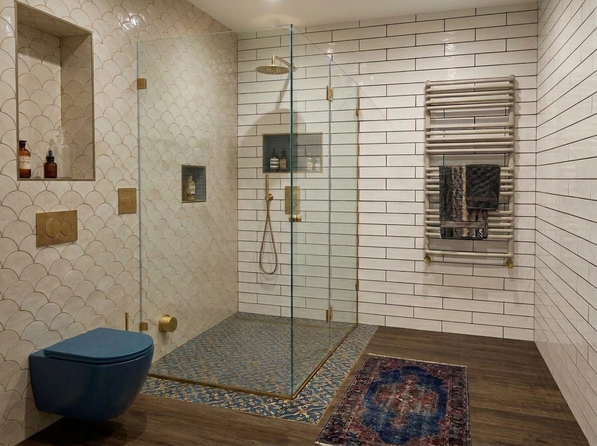 Bathroom interior in Eclectic style — photo by GenRoom AI