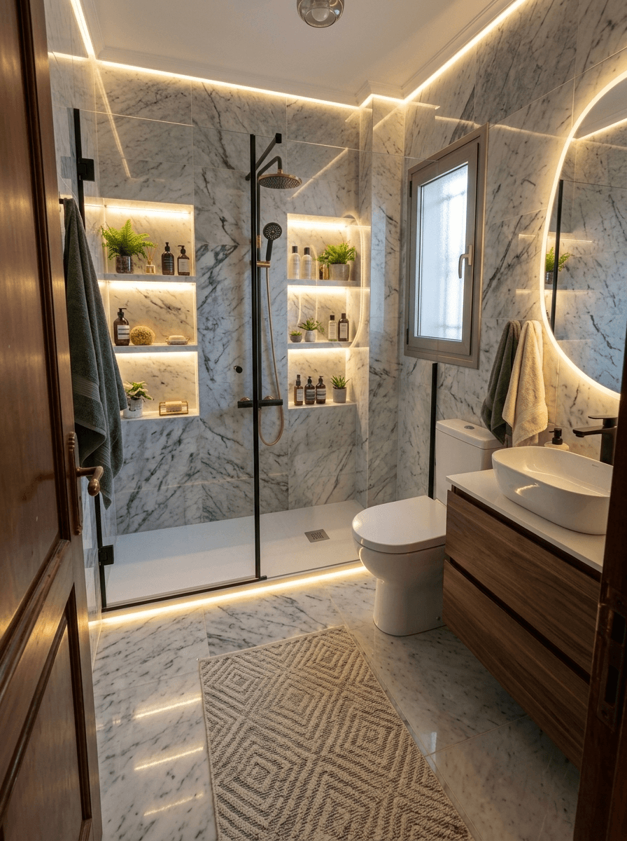 Bathroom interior in Minimalism style — photo by GenRoom AI