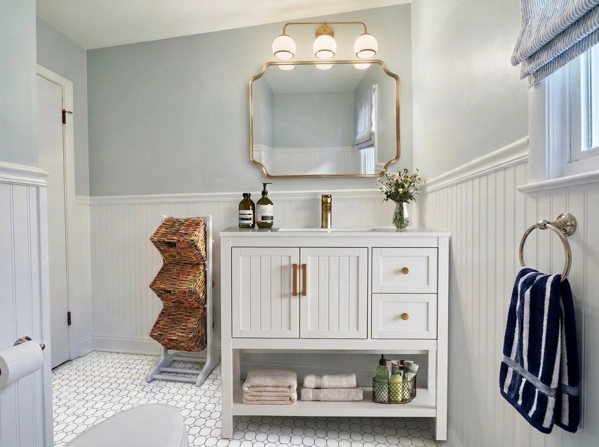 Interior design in Coastal / Hamptons style — Bathroom by GenRoom AI