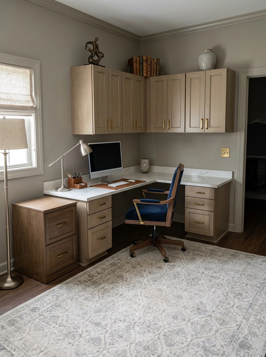 Office interior in Transitional style — photo by GenRoom AI