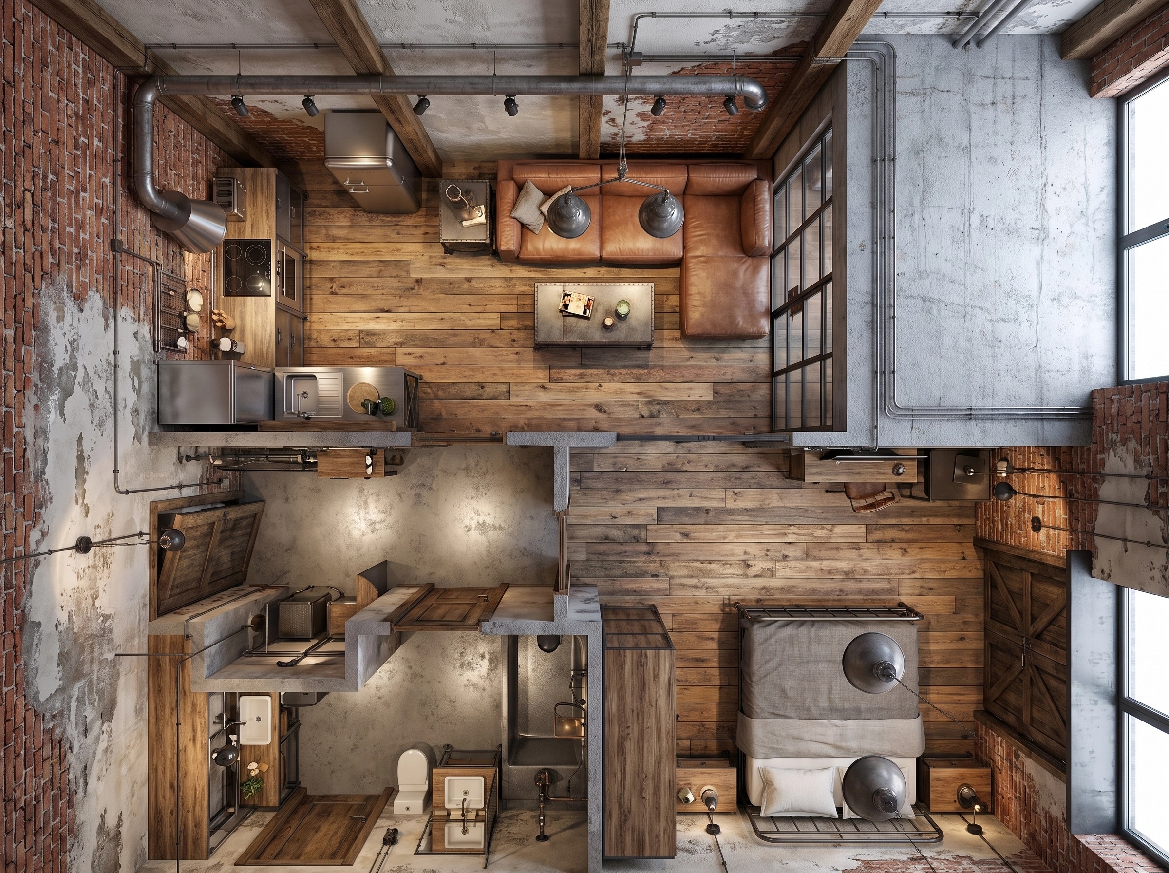 Interior design in Loft / Industrial style — Living Room by GenRoom AI