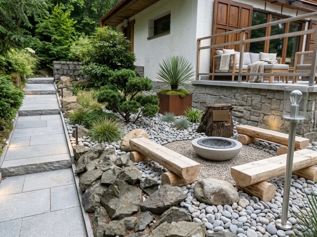 Landscape design in Scandinavian Garden style — Yard by GenRoom AI