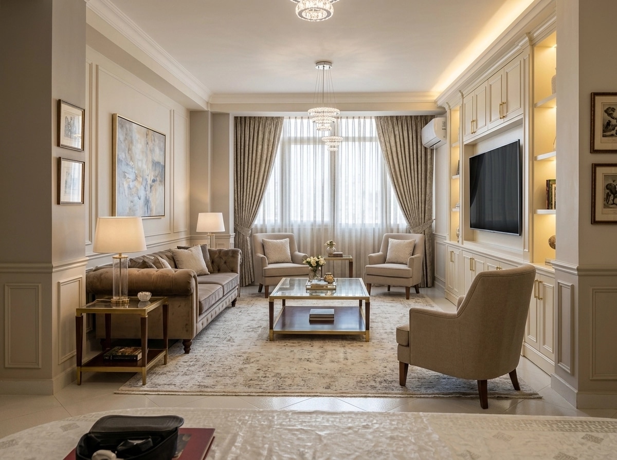 Transitional Living Room design — interior photo by GenRoom AI