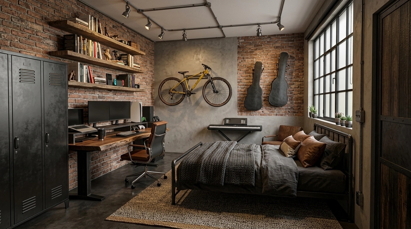 Interior design in Loft / Industrial style — Bedroom by GenRoom AI