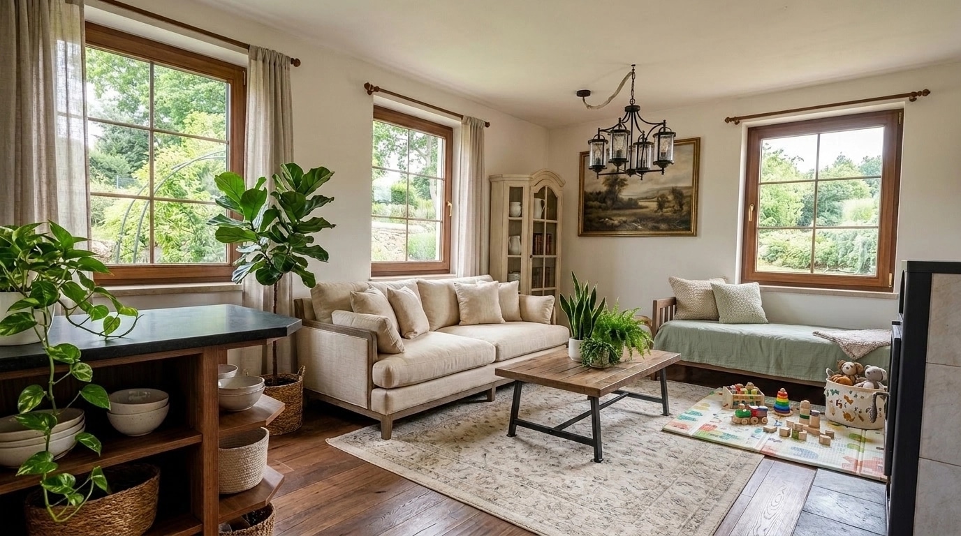 Modern Farmhouse Living Room design — interior photo by GenRoom AI