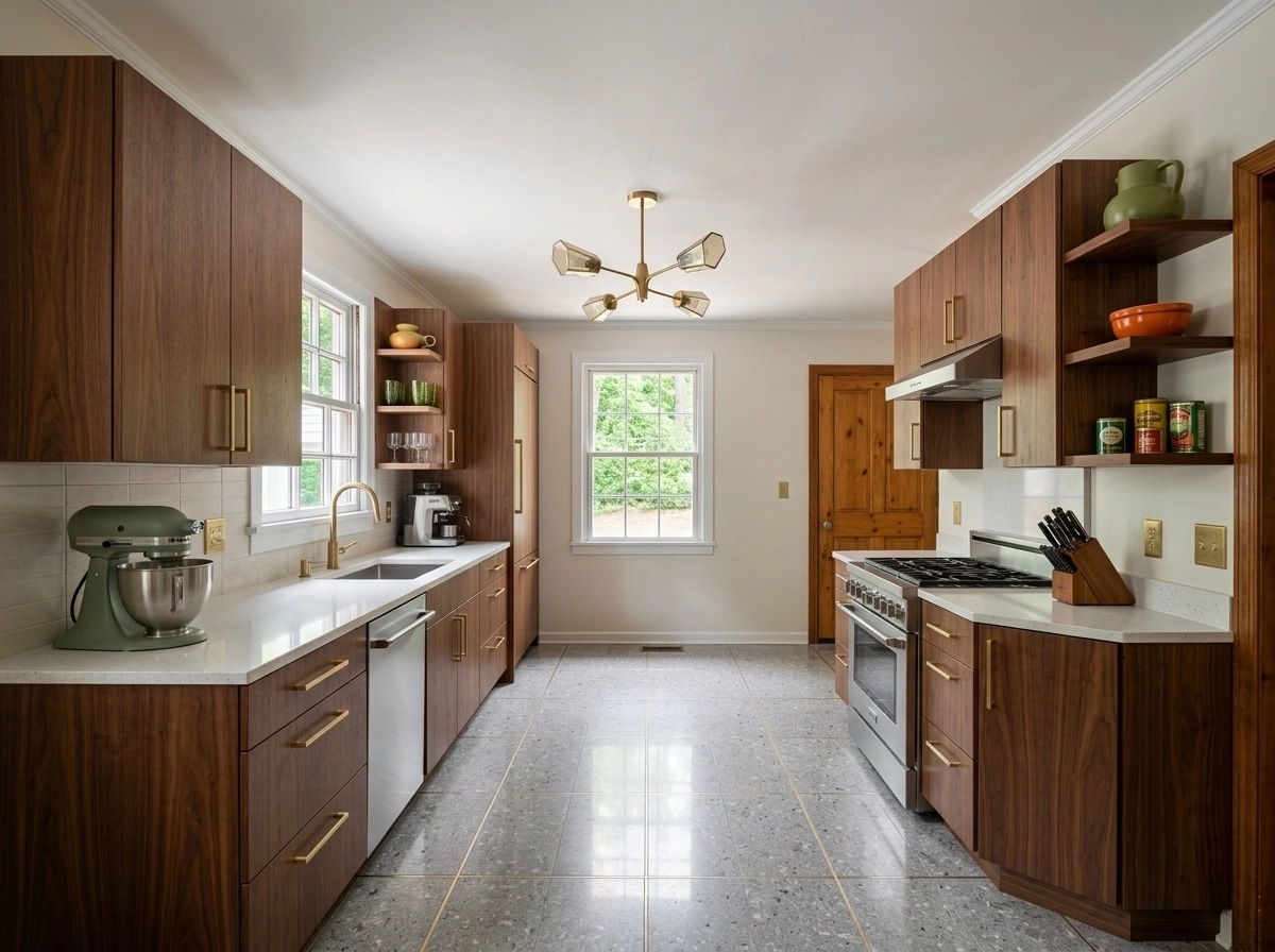 Mid-Century Modern Kitchen design — interior photo by GenRoom AI