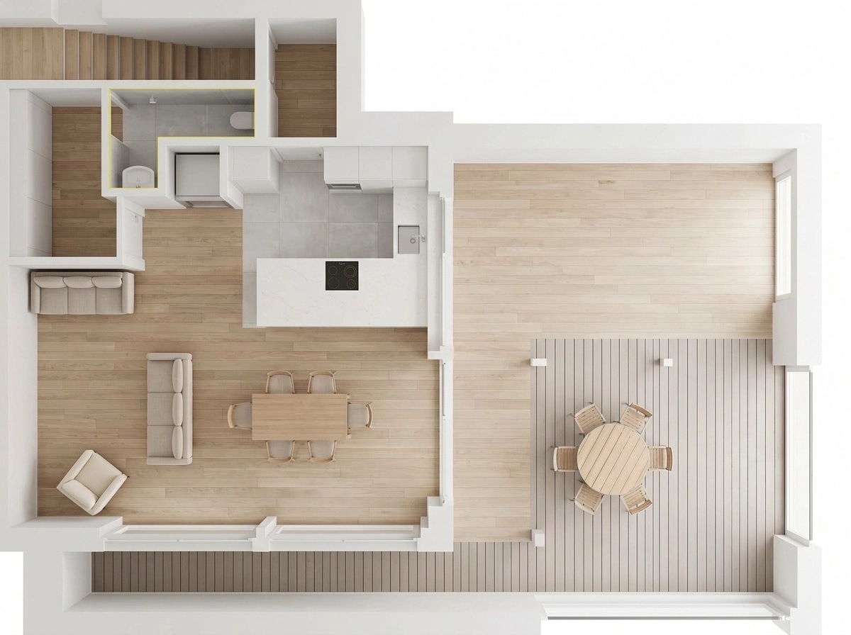 İç mekân tasarımı Minimalism stili — Oturma Odası GenRoom AI