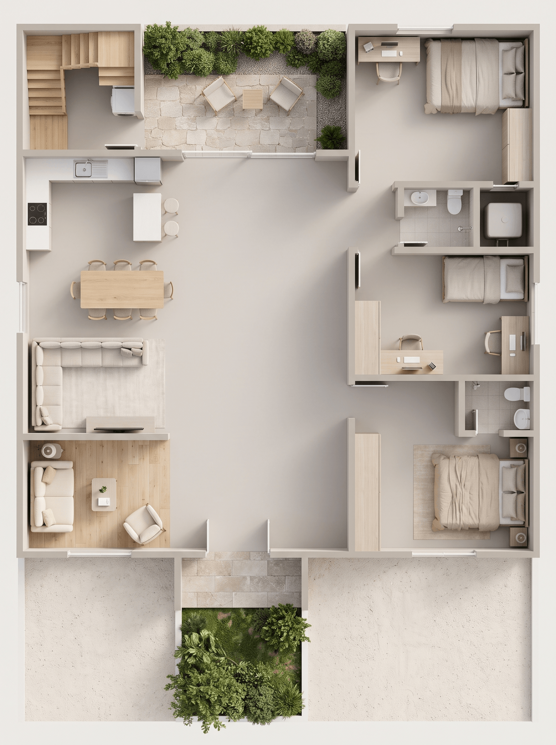Reka bentuk dalaman dalam gaya Minimalism — Ruang Tamu oleh GenRoom AI